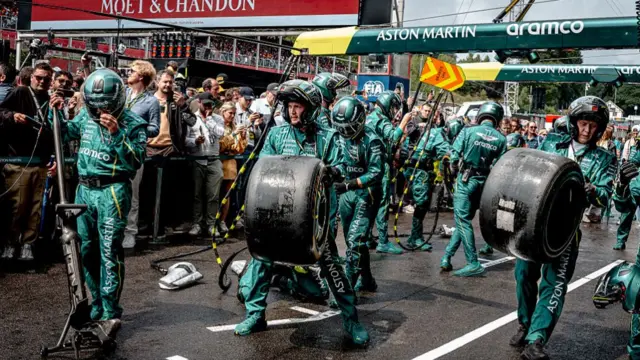 Aston Martin test a pit stop at Spa before the Belgian GP.