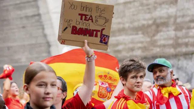 Supporters of Spain attend the Fan Walk