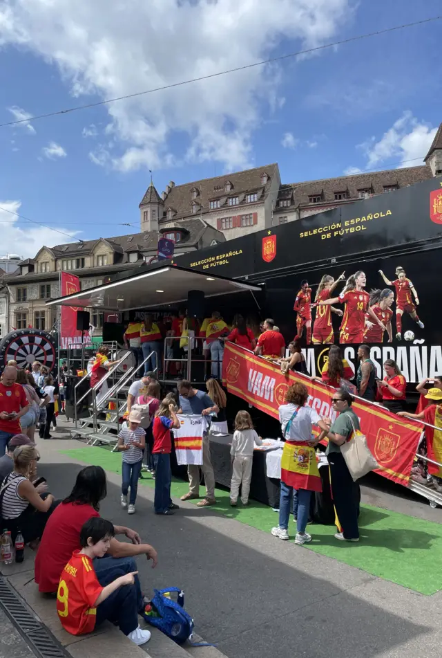 Spain fans at the fan park in Basel