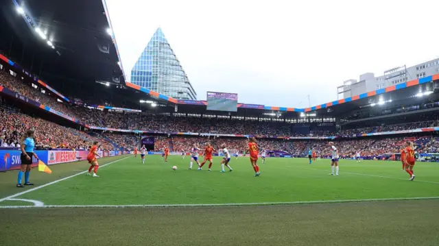 A general view of St. Jakob-Park during the UEFA Women's EURO 2025 Final match between England and Spain at St. Jakob-Park