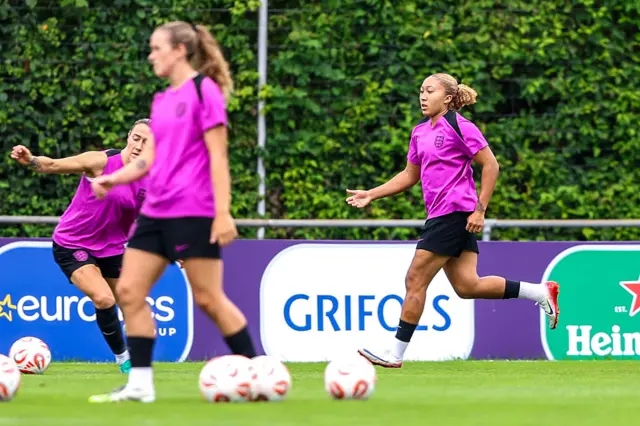 Lauren James training for England before Euro 2025 final