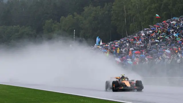 Lando Norris in the wet at Spa.