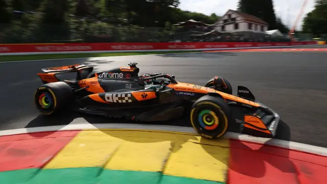 Oscar Piastri at Spa on the medium tyres.