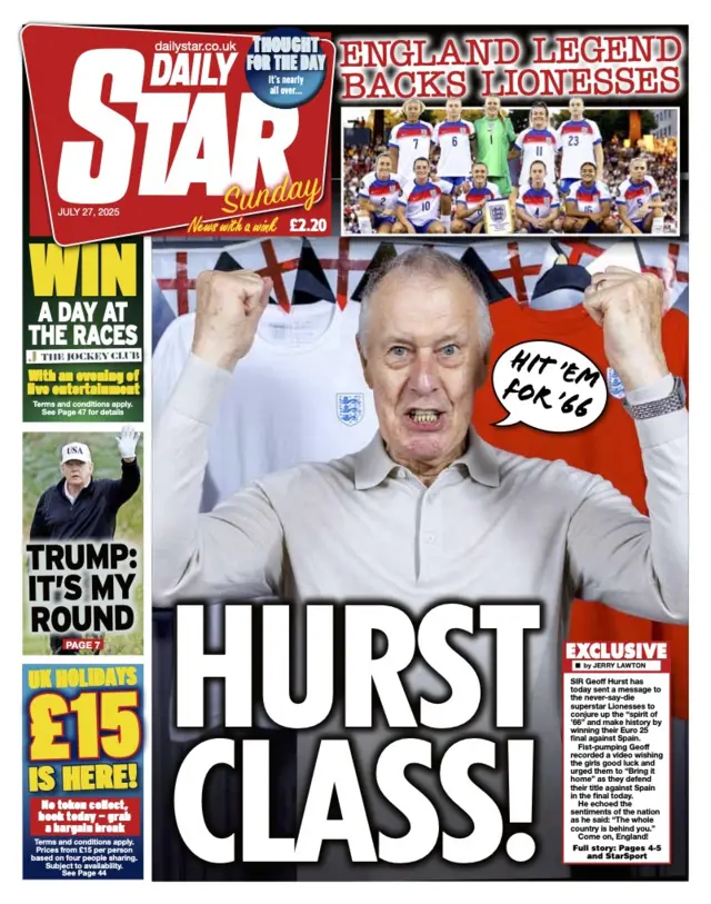 Daily Star Sunday front page