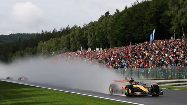 Oscar Piastri leads the Belgian GP
