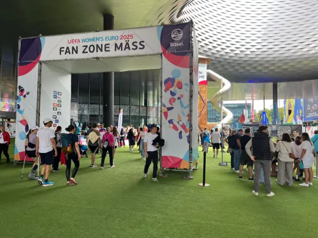 A picture of the fan park in Basel
