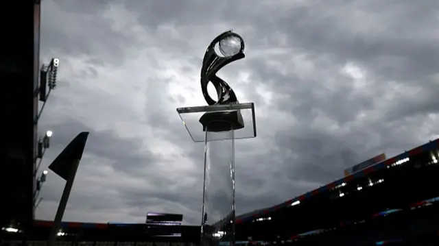 A detailed view of the UEFA Women's EURO trophy