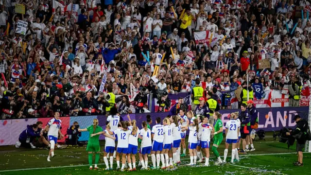 England players celebrate with their fans