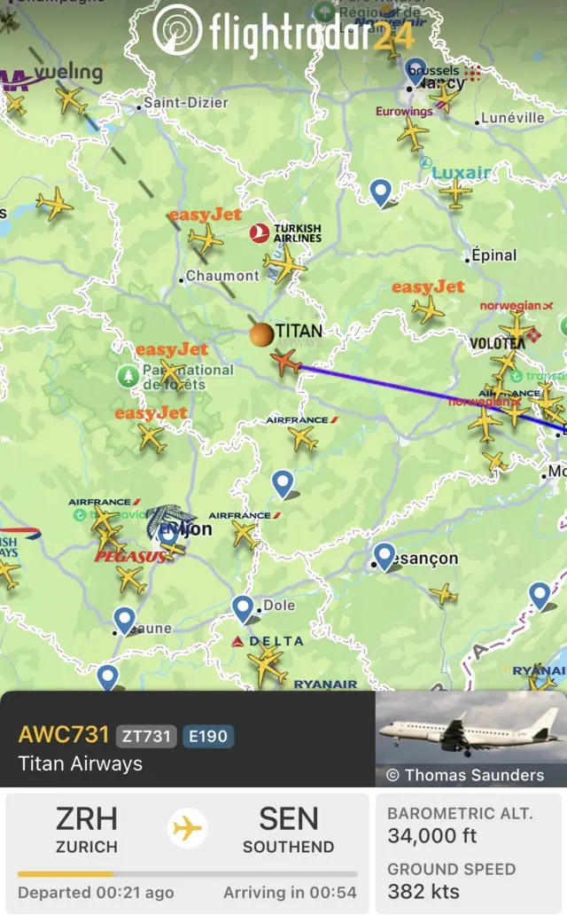 Flighradar tracking England's flight home