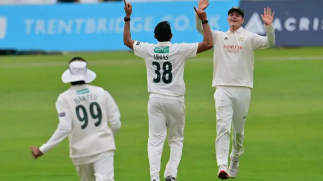 Mohammad Abbas celebrates wicket