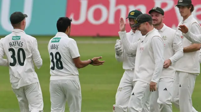 Nottinghamshire celebrate wicket