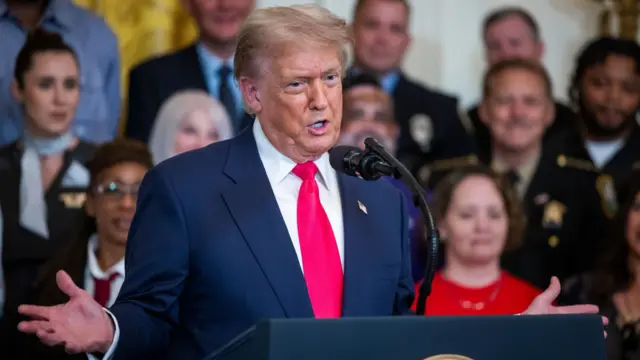 US President Donald Trump speaking at an event for the so-called 'big, beautiful bill' in the East Room of the White House in Washington on 26 June