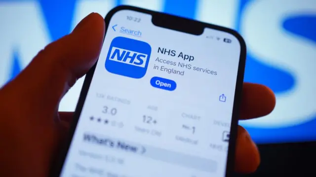 NHS app on a mobile phone