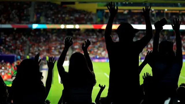 A general view inside the stadium as fans react during the UEFA Women's EURO 2025 Group B match between Spain and Portugal at Stadion Wankdorf on July 03, 2025 in Bern, Switzerland.