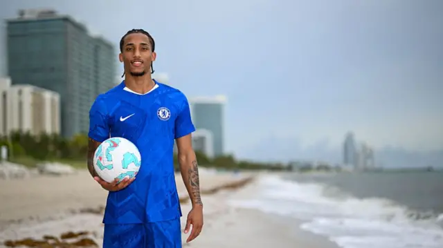 Chelsea's new signing Joao Pedro at St Regis Hotel in Miami, Florida