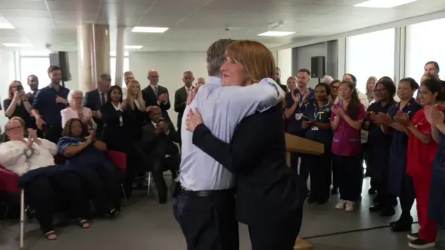 Starmer and Reeves hug