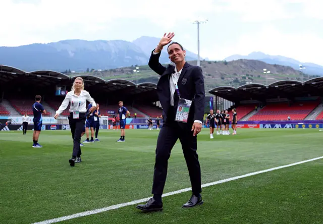 Lucia Di Guglielmo of Italy inspects the pitch