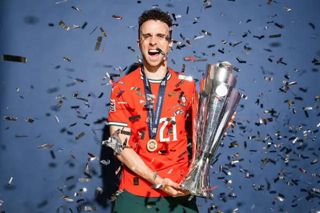 Portugal's Diogo Jota with the Nations League trophy