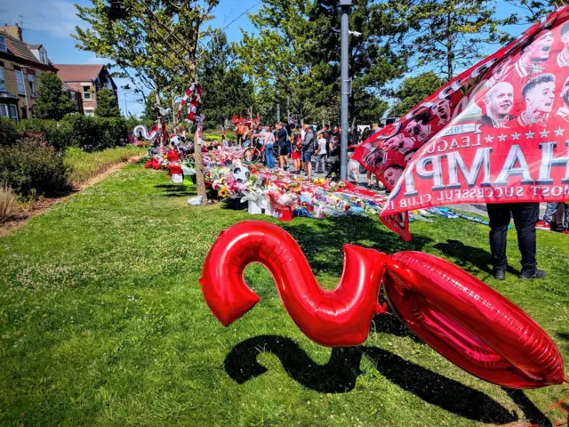 Tributes outside Anfield