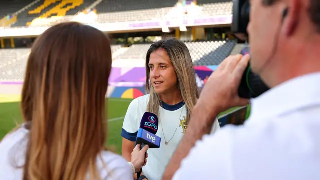 Dolores Silva of Portugal speaks to the media following the Portugal Press Conference ahead of the UEFA Women's EURO 2025 Group B match between Portugal and Spain at Stadion Wankdorf on July 02, 2025 in Bern, Switzerland.