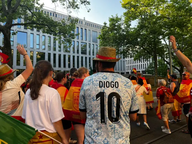 Portugal fan with 'Diogo 10' on the back