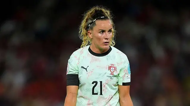 Ana Capeta of Portugal reacts during the UEFA Women's EURO 2025 Group B match between Spain and Portugal at Stadion Wankdorf on July 03, 2025 in Bern, Switzerland.