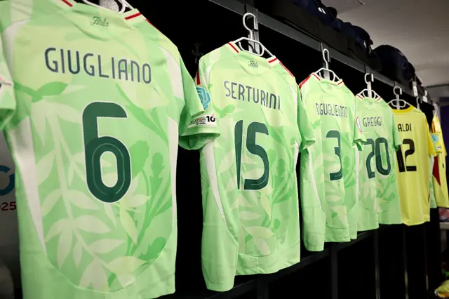 Dressing room with Italy shirts