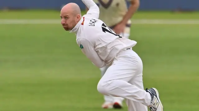 Jack Leach bowling