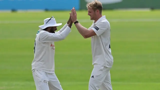 Dillon Pennington celebrates wicket
