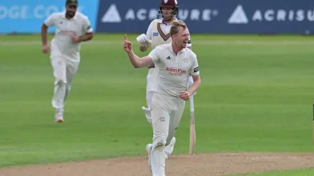 Nottinghamshire celebrate taking wicket