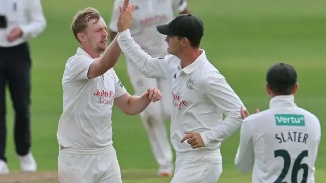 Nottinghamshire celebrate wicket