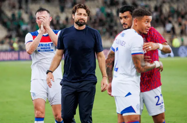 Russell Martin with his players at full-time