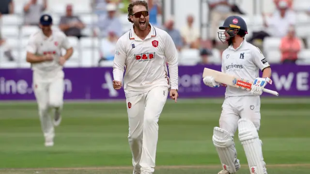Matt Critchley celebrates wicket