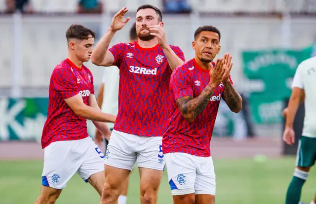 John Souttar and James Tavernier warming up
