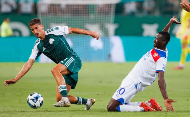 Mohamed Diomande challenges for possession