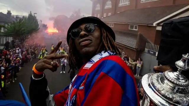 Eze celebrating the FA at the parade