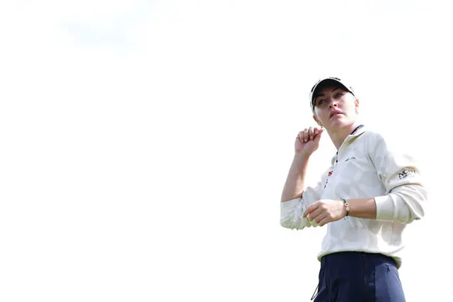 Charley Hull adjusts her pony tail