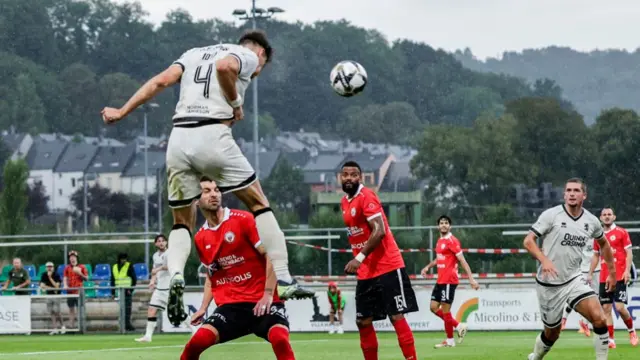 Iurie Iovu scores for Dundee United against UNA Strassen