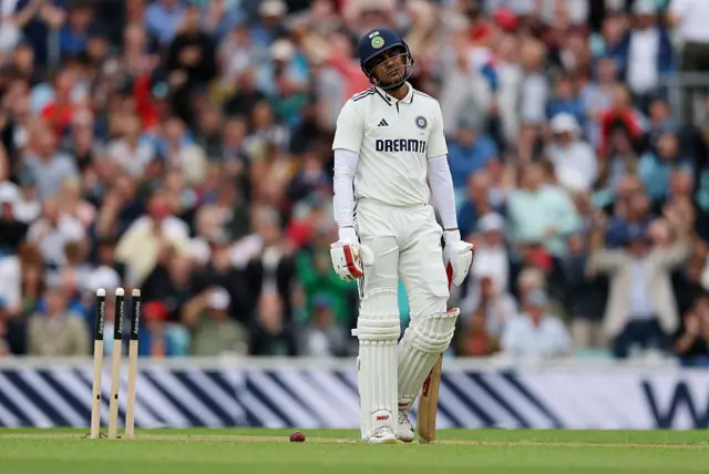 Shubman Gill looks dejected after being run out