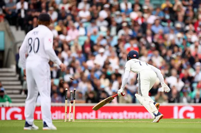 Shubman Gill is run out by Gus Atkinson