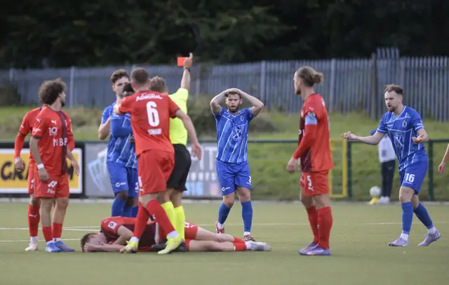 Tiernan Kelly is sent off