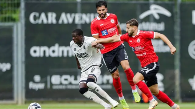 Panutche Camara playing for Dundee United against UNA Strassen