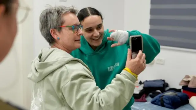 Emily Damari reuniting with her mother Mandy in January, after being held in captivity by Hamas for more than 15 months