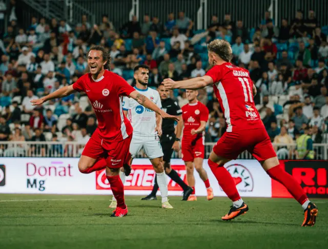 Dan Bent celebrates scoring
