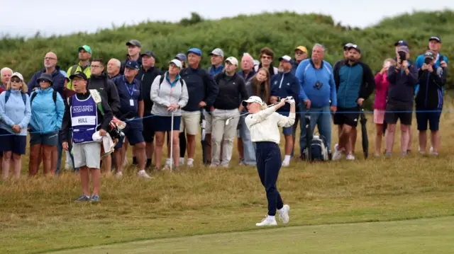 Charley Hull plays from the first fairway