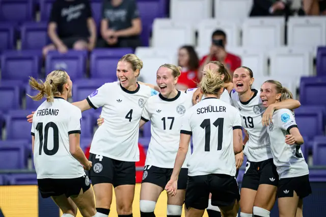 Germany women celebrate scoring