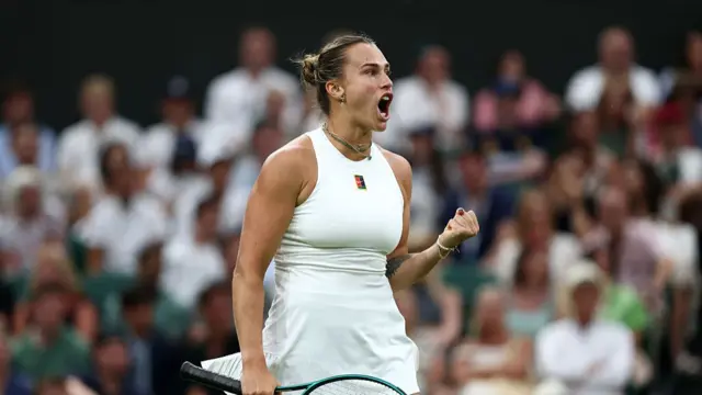 Aryna Sabalenka celebrates