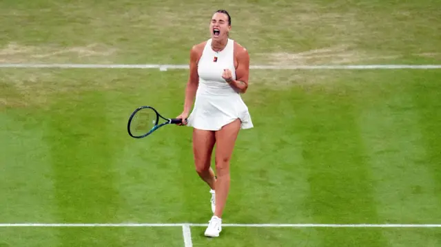 Aryna Sabalenka reacts