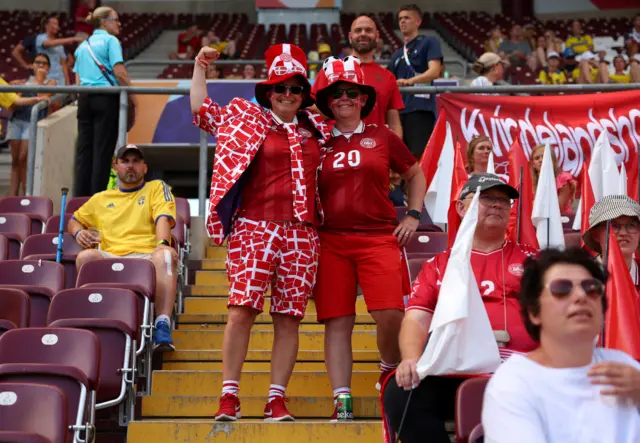 Denmark fans ahead of their game against Sweden