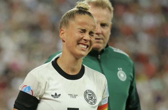 Germany's Giulia Gwinn reacts after sustaining an injury